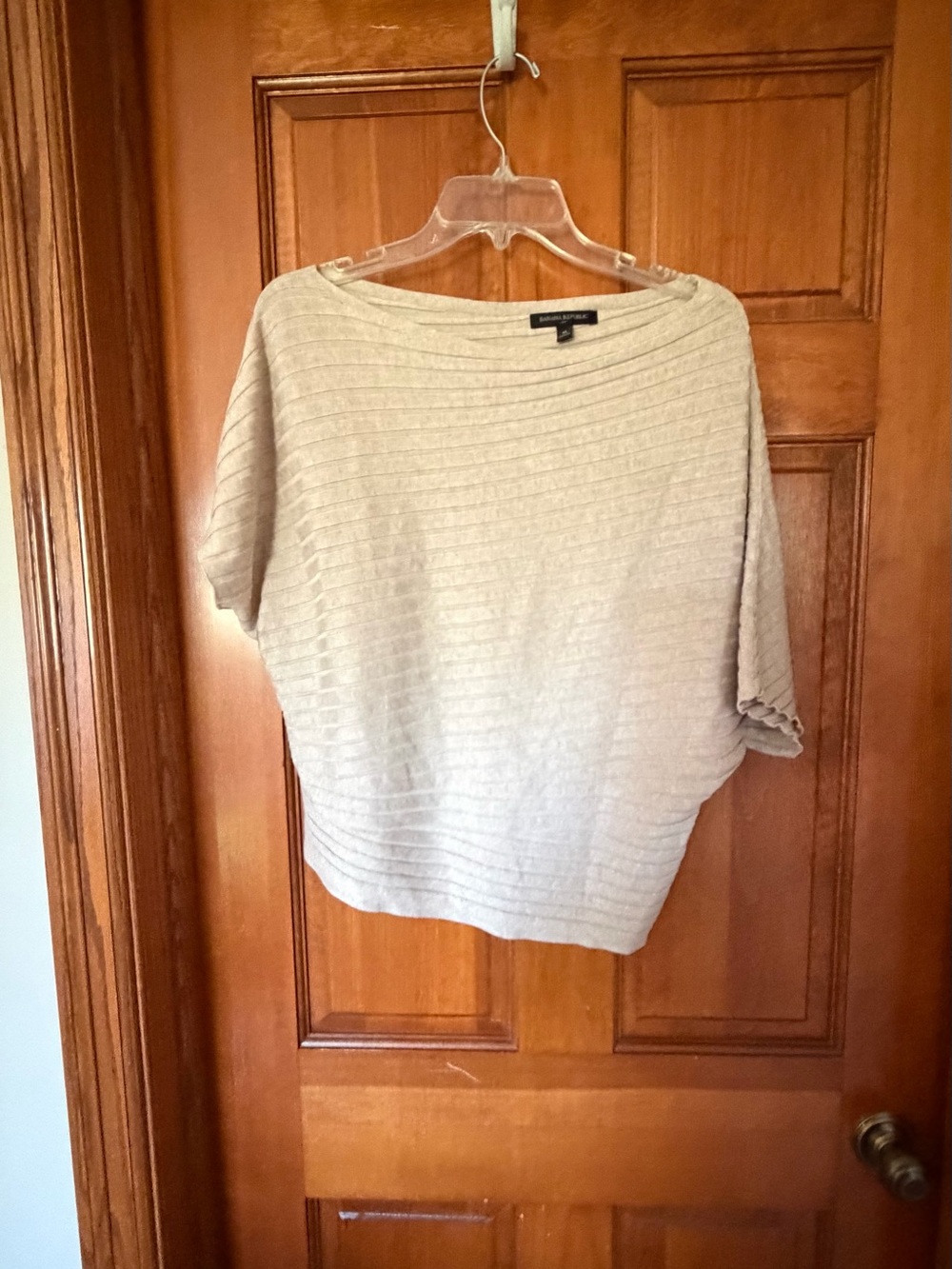 Banana Republic Light Beige Off-the-Shoulder Ribbed Sweater